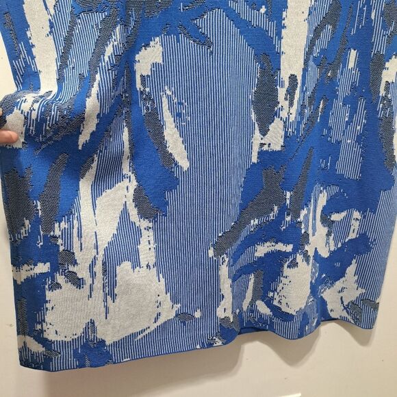 Ming Wang Textured Elegant Chic Knit Abstract Shift Dress XL Blue Multi-Color - Picture 14 of 17